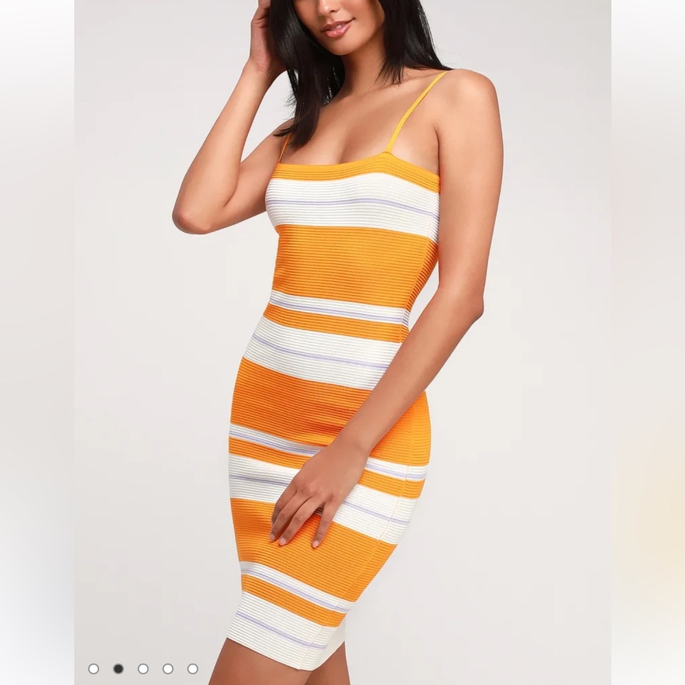 Lulus Multi Striped Ribbed Bodycon Dress